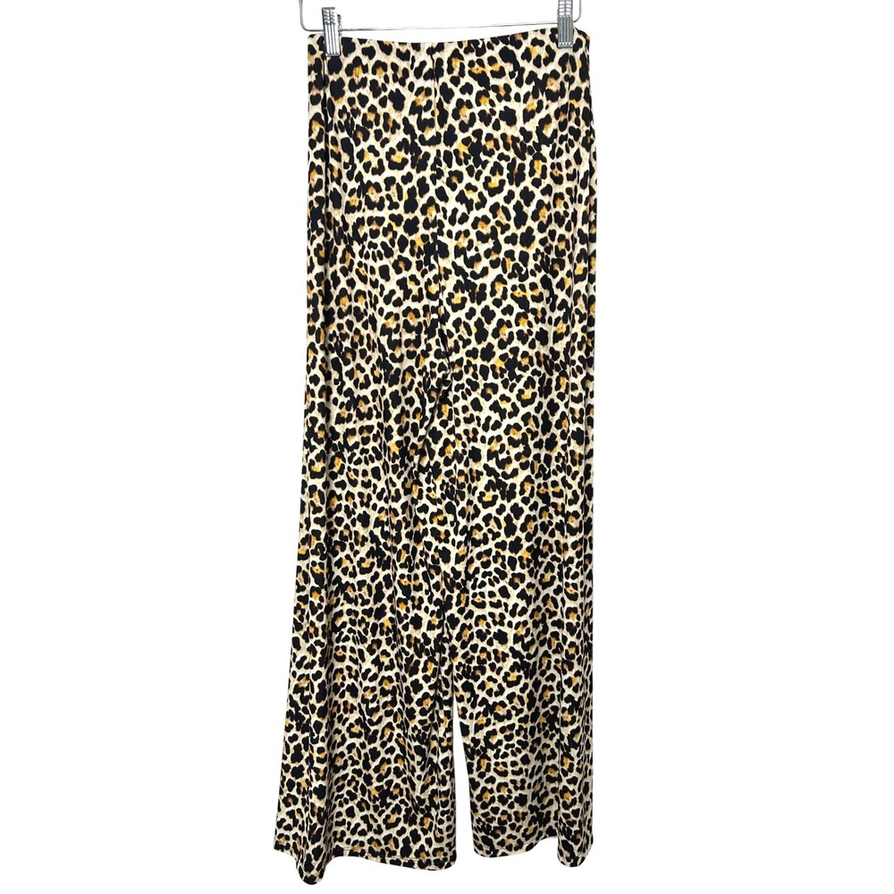 Zara Pants Wide Leg Leopard Print Womens S Basic Indie Sleaze Statement Stretch